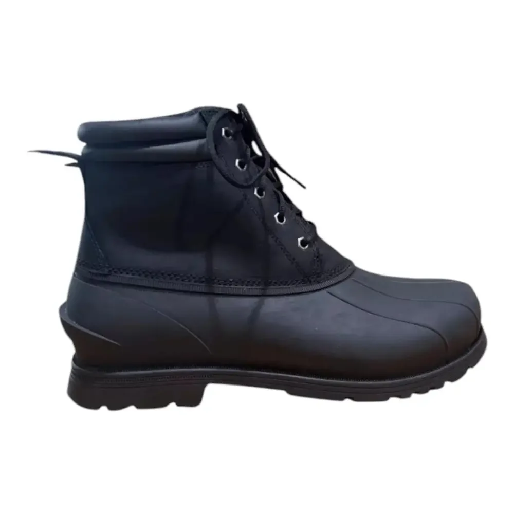 UGG Gatson Mid Shoes Mens Size 10 Black Leather Rubber Lace Up Mid‎ Rain Boots